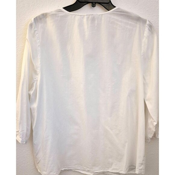 Avenue White 100% Cotton Embelished Relaxed Fit Pullover Tunic Top Sz 18/20 EUC - Picture 4 of 7